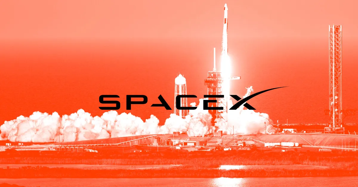 SpaceX logo with AI coding graphic